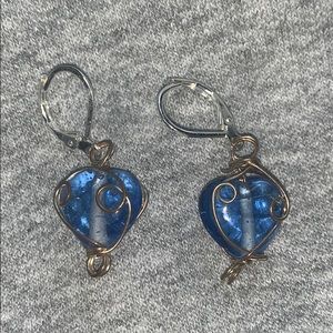 3/$15🌼Handmade blue crystal dangle earrings